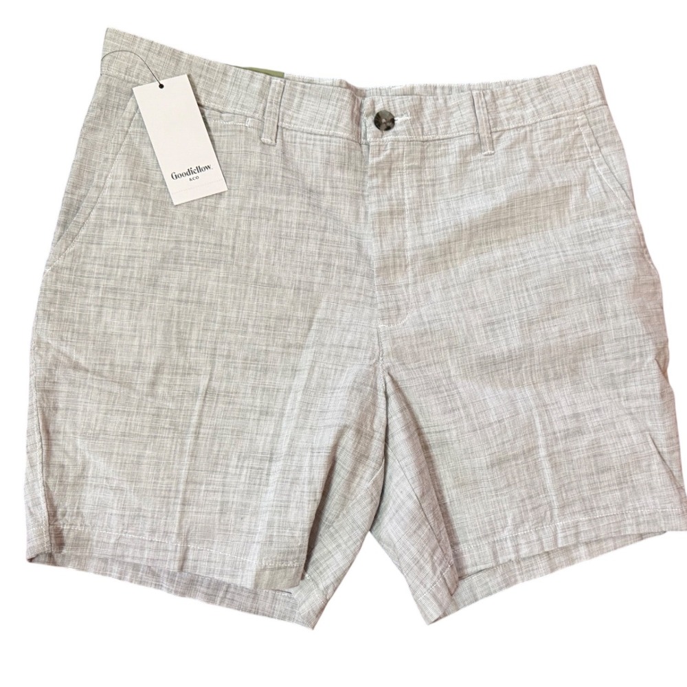 Goodfellow & Co Every Wear Shorts Mens 34 Grey Flat Front 7" Inseam NWT